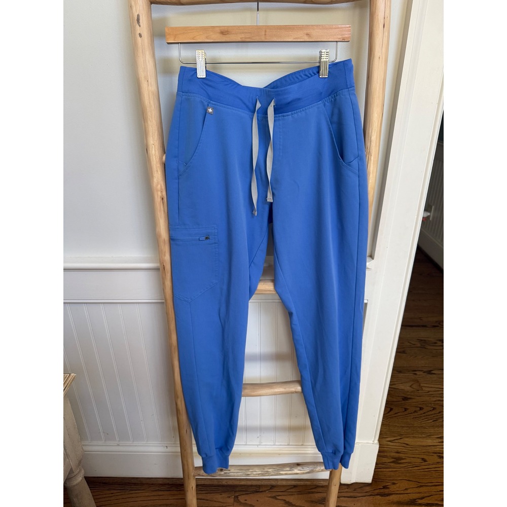 FIGS Technical Collection Womens Scrub Set Blue V-Neck Top Medium Jogger Pants S - Picture 4 of 11